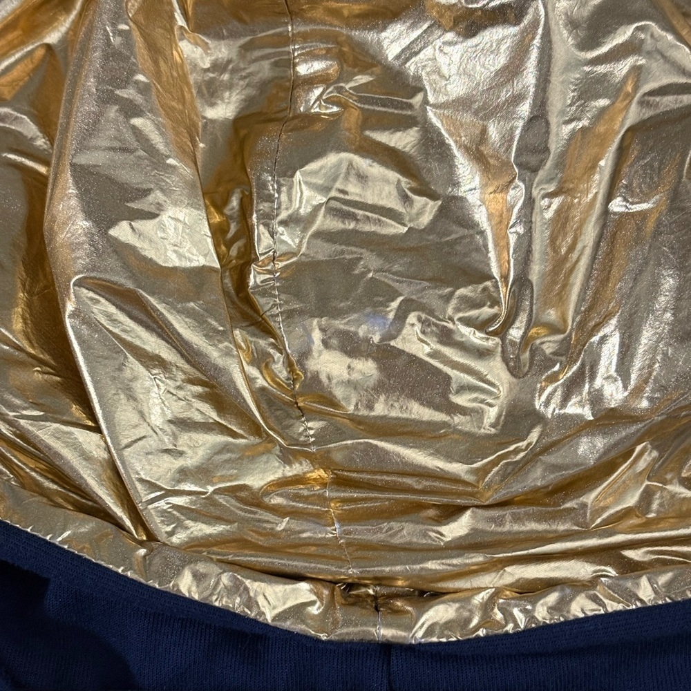 J.Crew Gold Foil Hoodie Navy Metallic Pullover Sweatshirt Size Small - Picture 13 of 16
